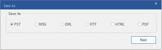 Choose the PST (or desired) file format